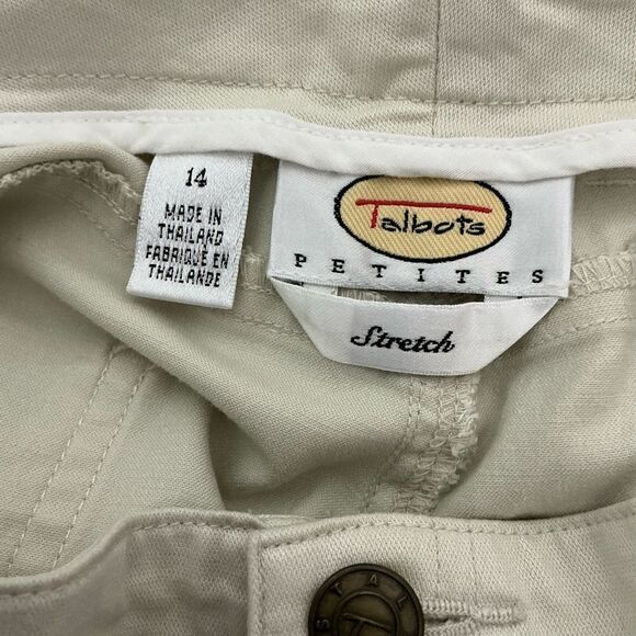 TALBOTS Women's cream White Stretch cropped pants Size 14 - Picture 4 of 7